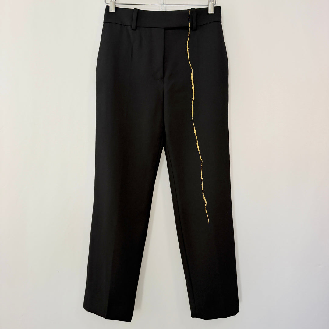 HAIDER ACKERMANN Black Wool Trousers with Gold Embroidery