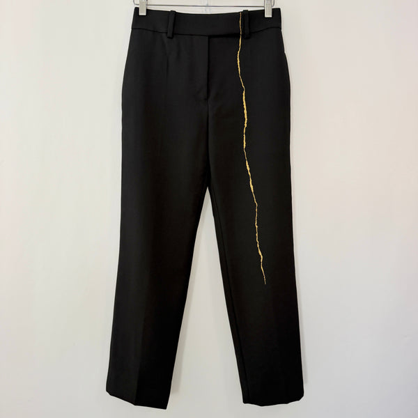 HAIDER ACKERMANN Black Wool Trousers with Gold Embroidery