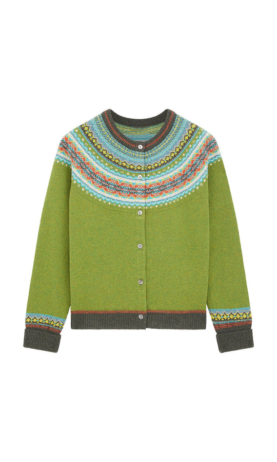 ERIBÉ – Alpine Fairisle Merino Wool &amp; Angora Cardigan Moss Green