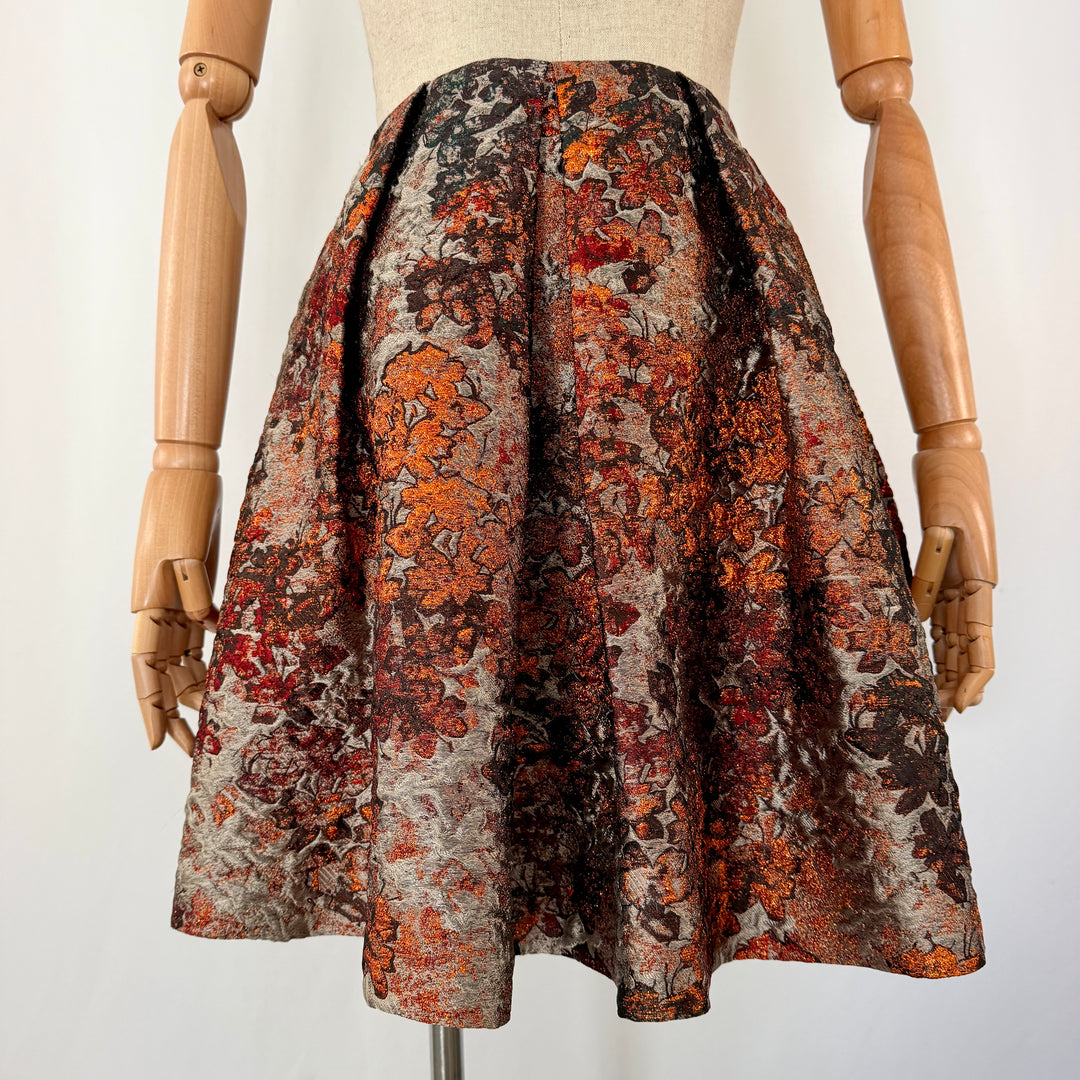 TALBOT RUNHOF Floral Metallic Jacquard Skirt
