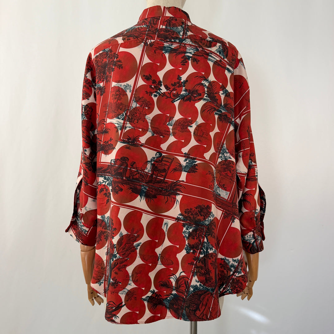 ODEEH 100% Silk Printed Blouse –