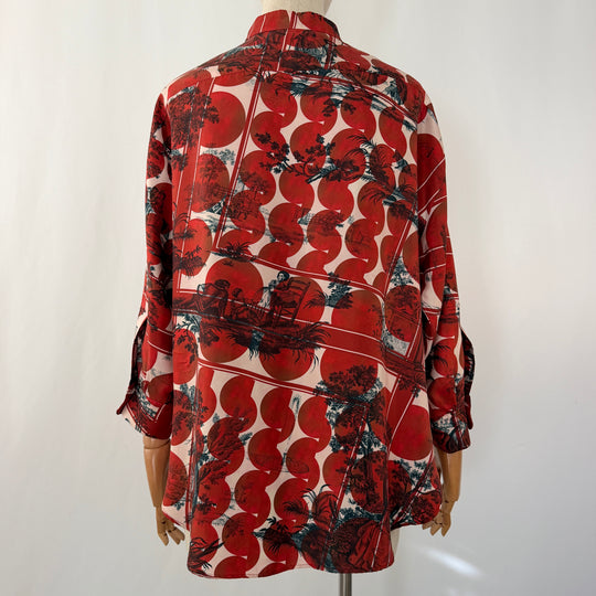 ODEEH 100% Silk Printed Blouse –