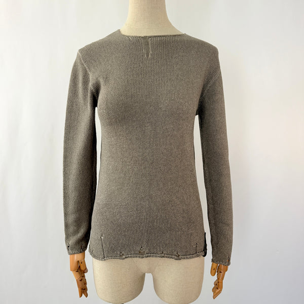 NEVER ENOUGH Distressed Cotton Knit Pullover