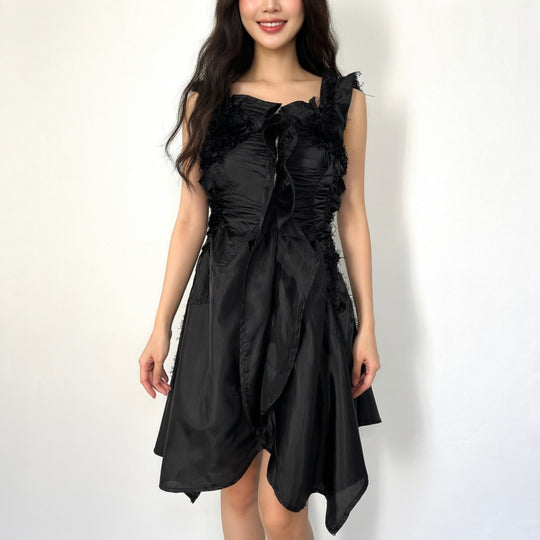 tao COMME des GARÇONS Fall 2007 Runway Black Deconstructed Ruffle Dress