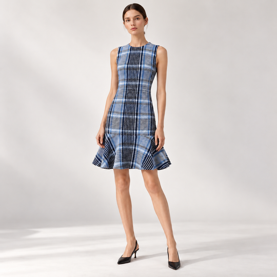 AKRIS Blue Tweed Dress