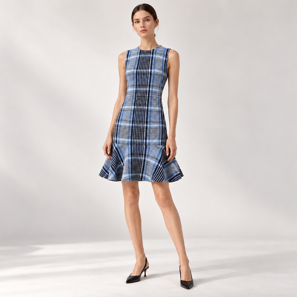 AKRIS Blue Tweed Dress