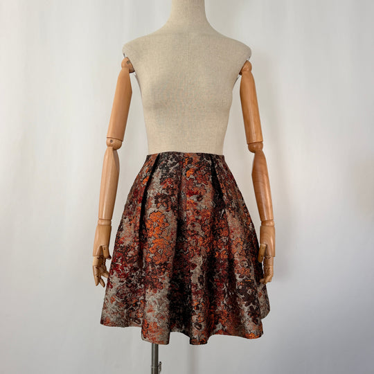 TALBOT RUNHOF Floral Metallic Jacquard Skirt