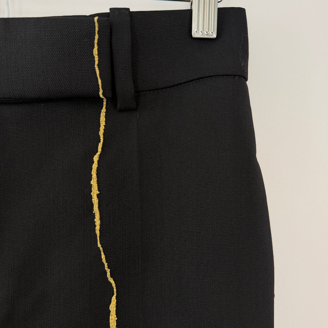HAIDER ACKERMANN Black Wool Trousers with Gold Embroidery