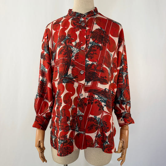 ODEEH 100% Silk Printed Blouse –