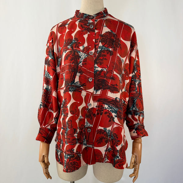 ODEEH 100% Silk Printed Blouse –