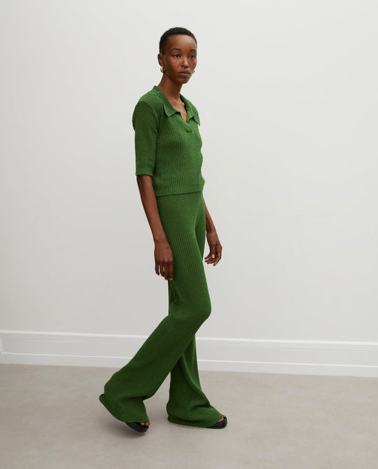 RÓHE – Finn Knit Ribbed Pants | Fern Green