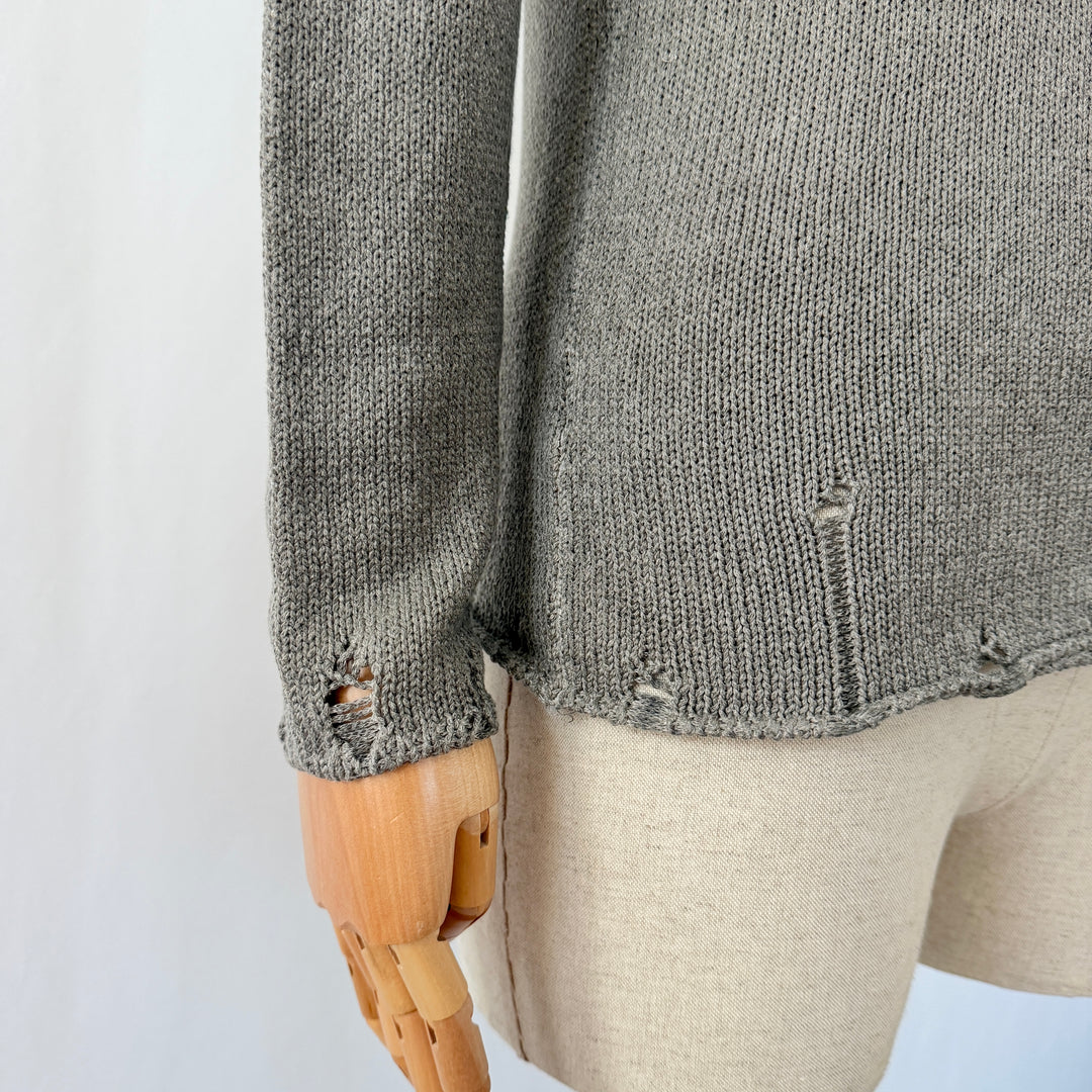 NEVER ENOUGH Distressed Cotton Knit Pullover