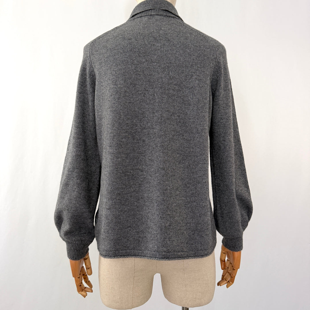 RE_BRANDED CASHMERE – Grey Knit Pullover with Balloon Sleeves