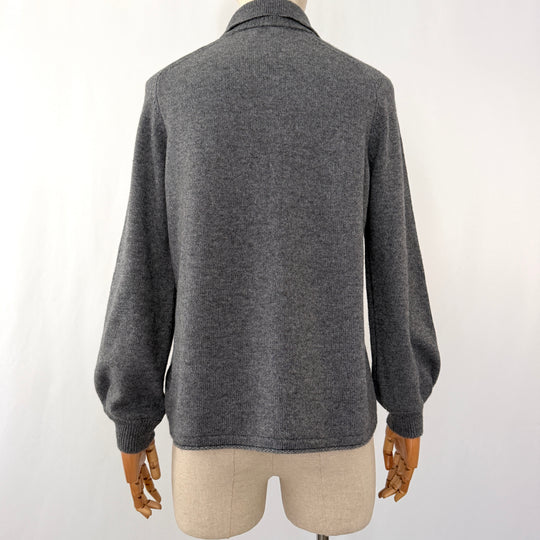 RE_BRANDED CASHMERE – Grey Knit Pullover with Balloon Sleeves