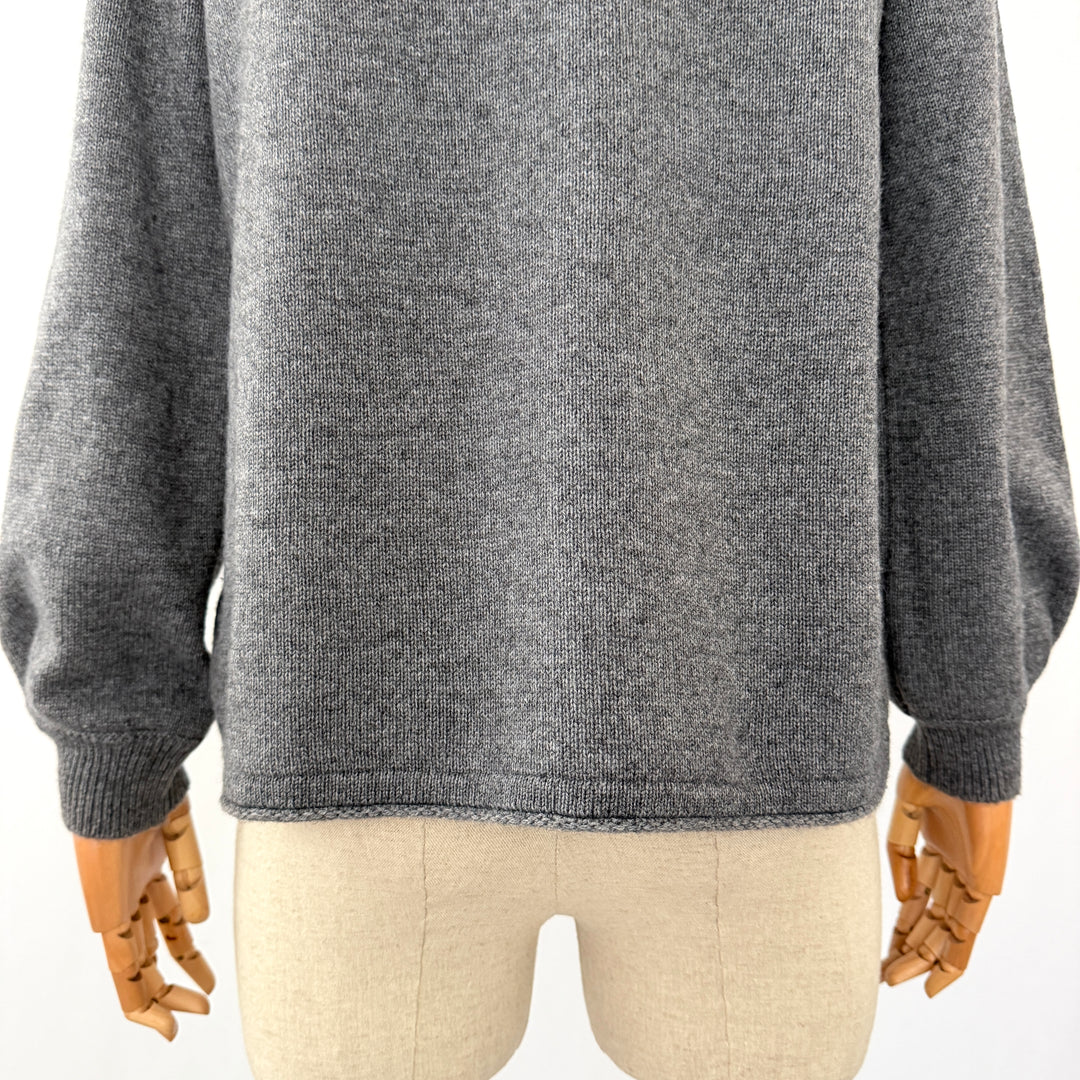 RE_BRANDED CASHMERE – Grey Knit Pullover with Balloon Sleeves