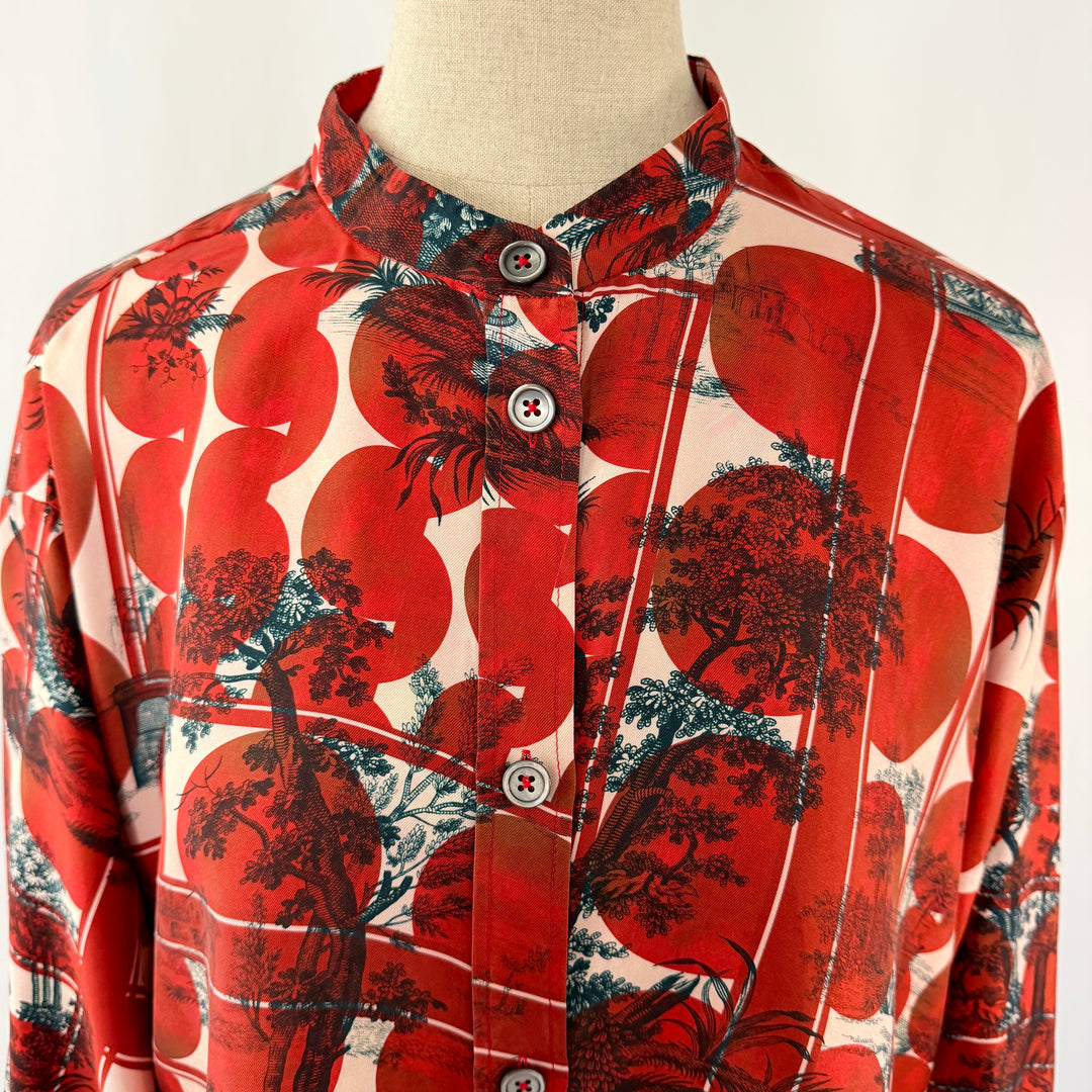 ODEEH 100% Silk Printed Blouse –