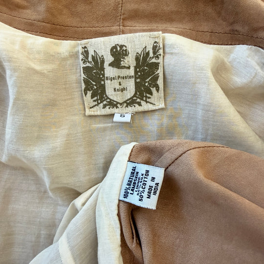 NIGEL PRESTON &amp; KNIGHT Brown Suede Leather Longline Jacket