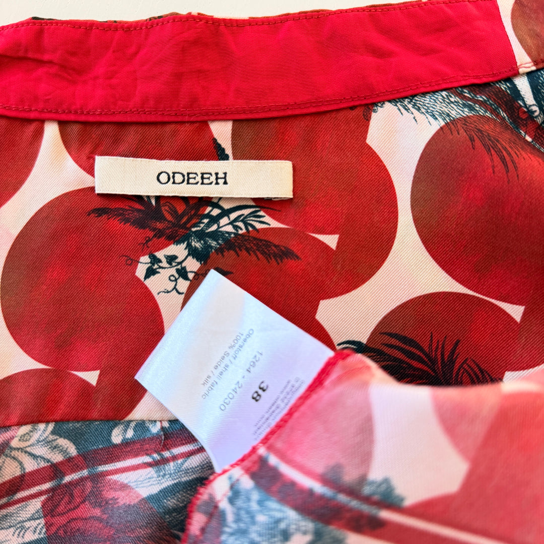 ODEEH 100% Silk Printed Blouse –