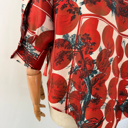 ODEEH 100% Silk Printed Blouse –