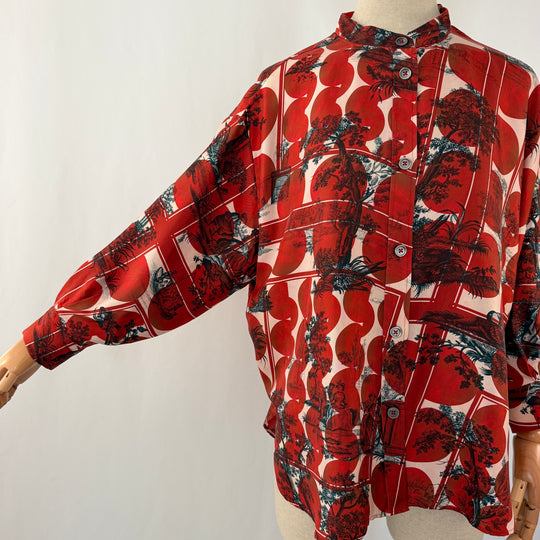 ODEEH 100% Silk Printed Blouse –