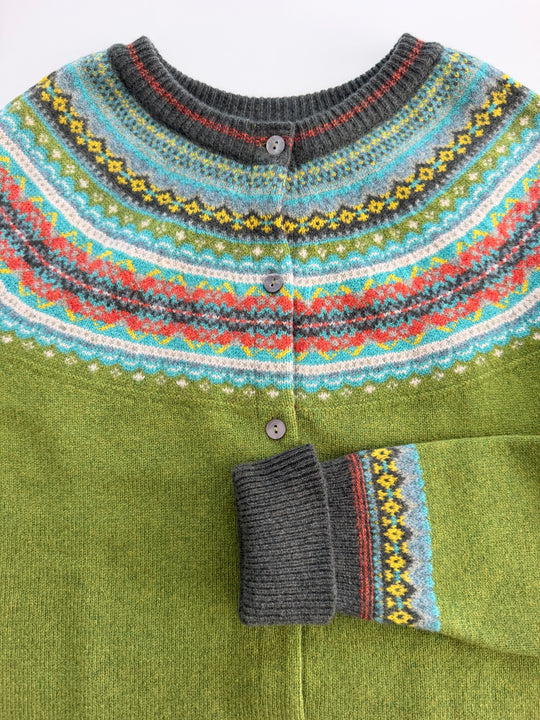 ERIBÉ – Alpine Fairisle Merino Wool &amp; Angora Cardigan Moss Green