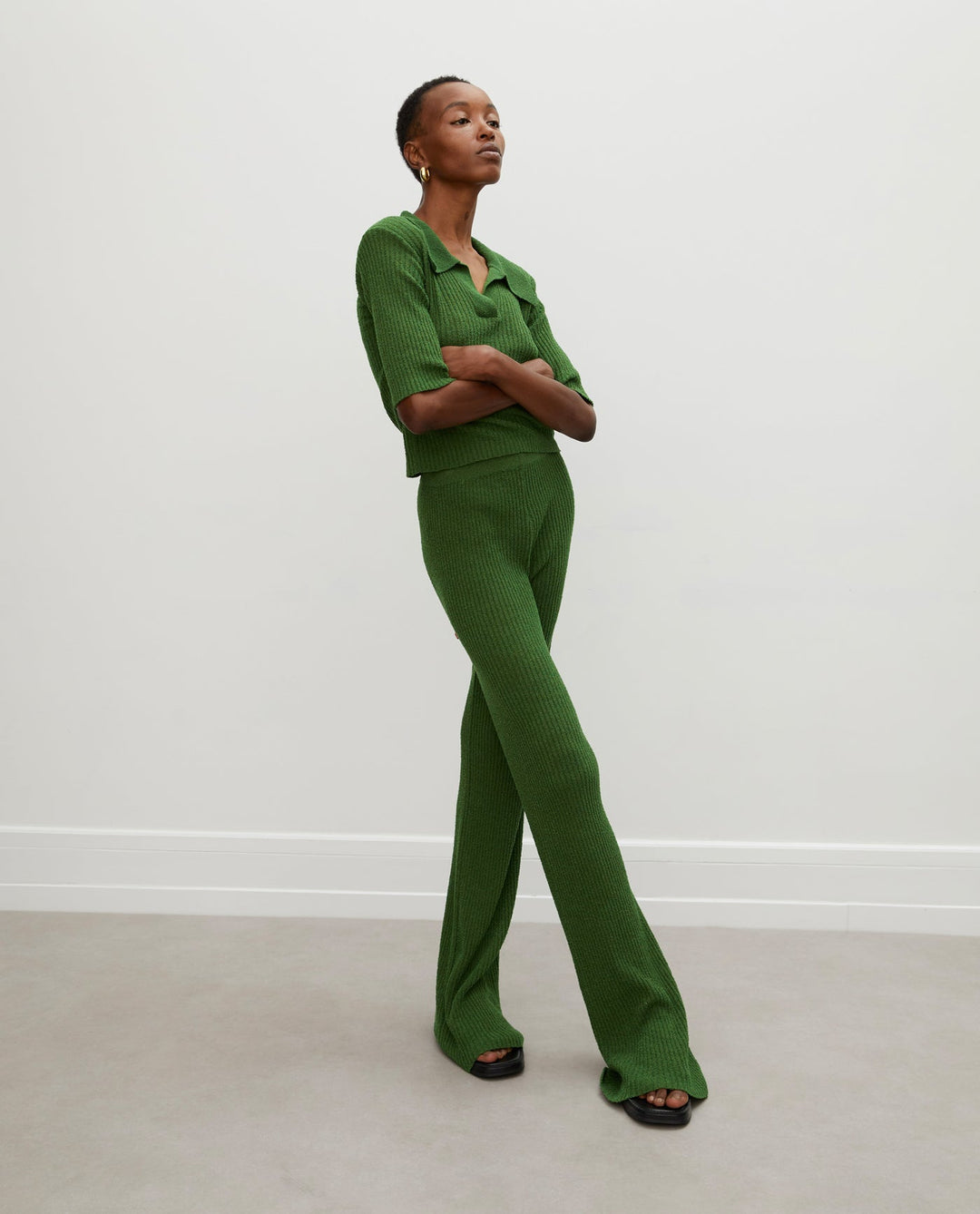 RÓHE – Finn Knit Ribbed Pants | Fern Green