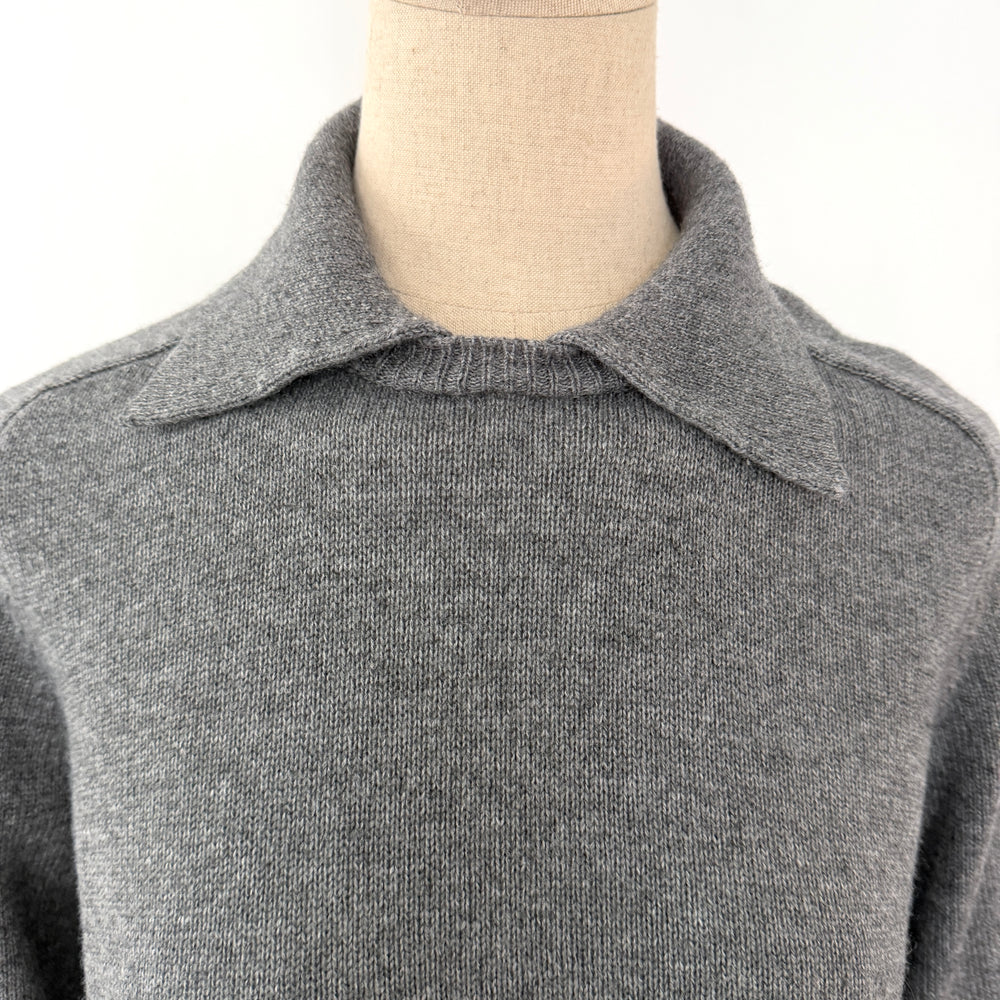 RE_BRANDED CASHMERE – Grey Knit Pullover with Balloon Sleeves