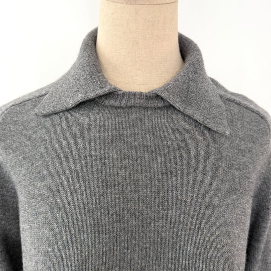 RE_BRANDED CASHMERE – Grey Knit Pullover with Balloon Sleeves