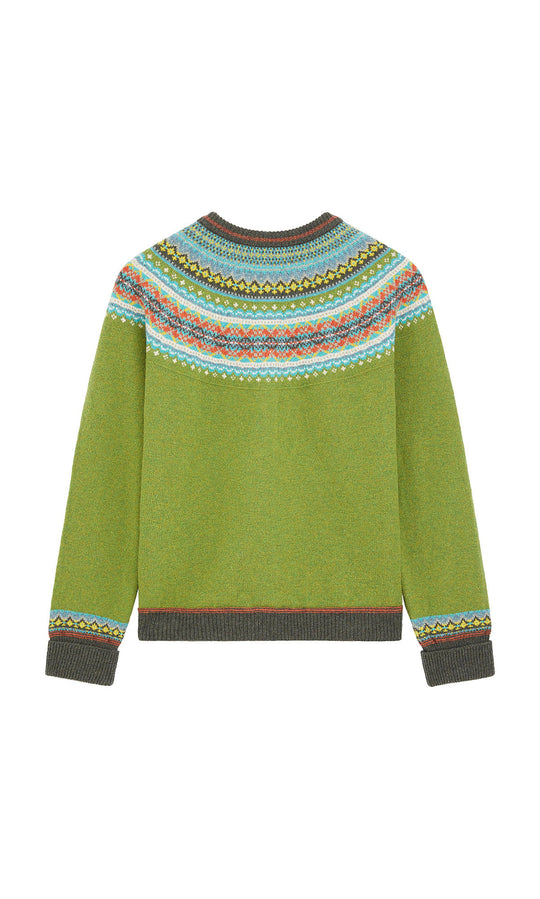 ERIBÉ – Alpine Fairisle Merino Wool &amp; Angora Cardigan Moss Green