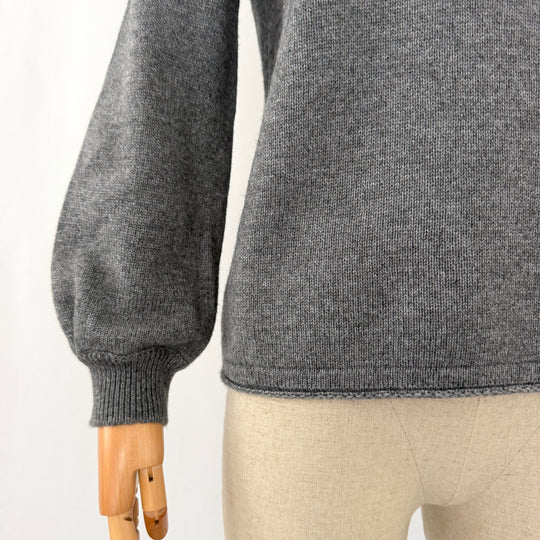 RE_BRANDED CASHMERE – Grey Knit Pullover with Balloon Sleeves