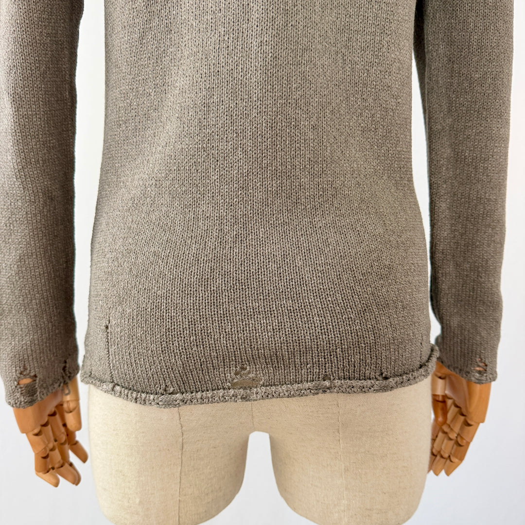 NEVER ENOUGH Distressed Cotton Knit Pullover