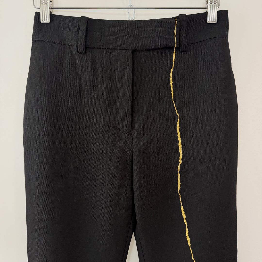 HAIDER ACKERMANN Black Wool Trousers with Gold Embroidery