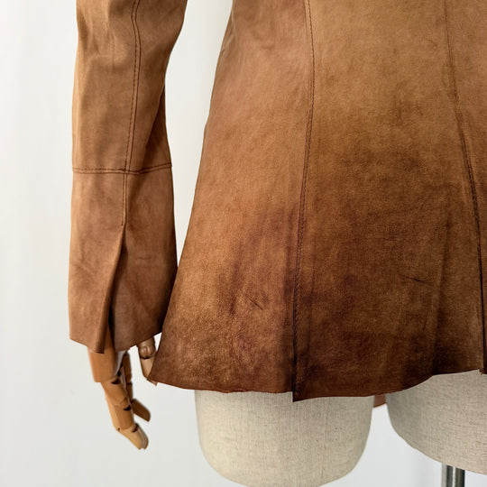 NIGEL PRESTON &amp; KNIGHT Brown Suede Leather Longline Jacket