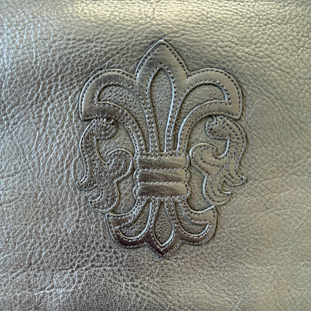 CHROME HEARTS – Rare 1995 Vintage Black Leather Fleur-de-Lis Shoulder Bag