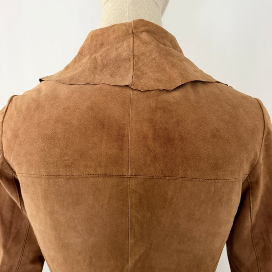 NIGEL PRESTON &amp; KNIGHT Brown Suede Leather Longline Jacket