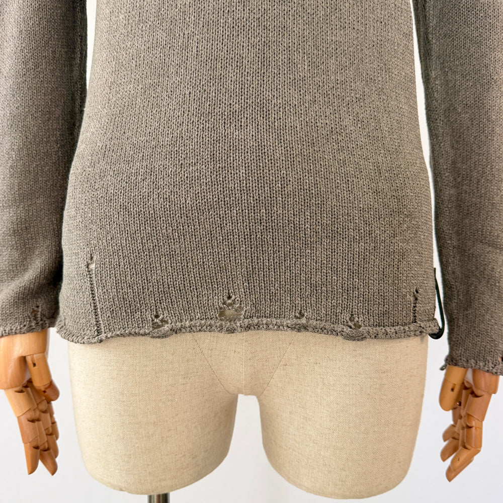 NEVER ENOUGH Distressed Cotton Knit Pullover