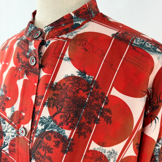 ODEEH 100% Silk Printed Blouse –