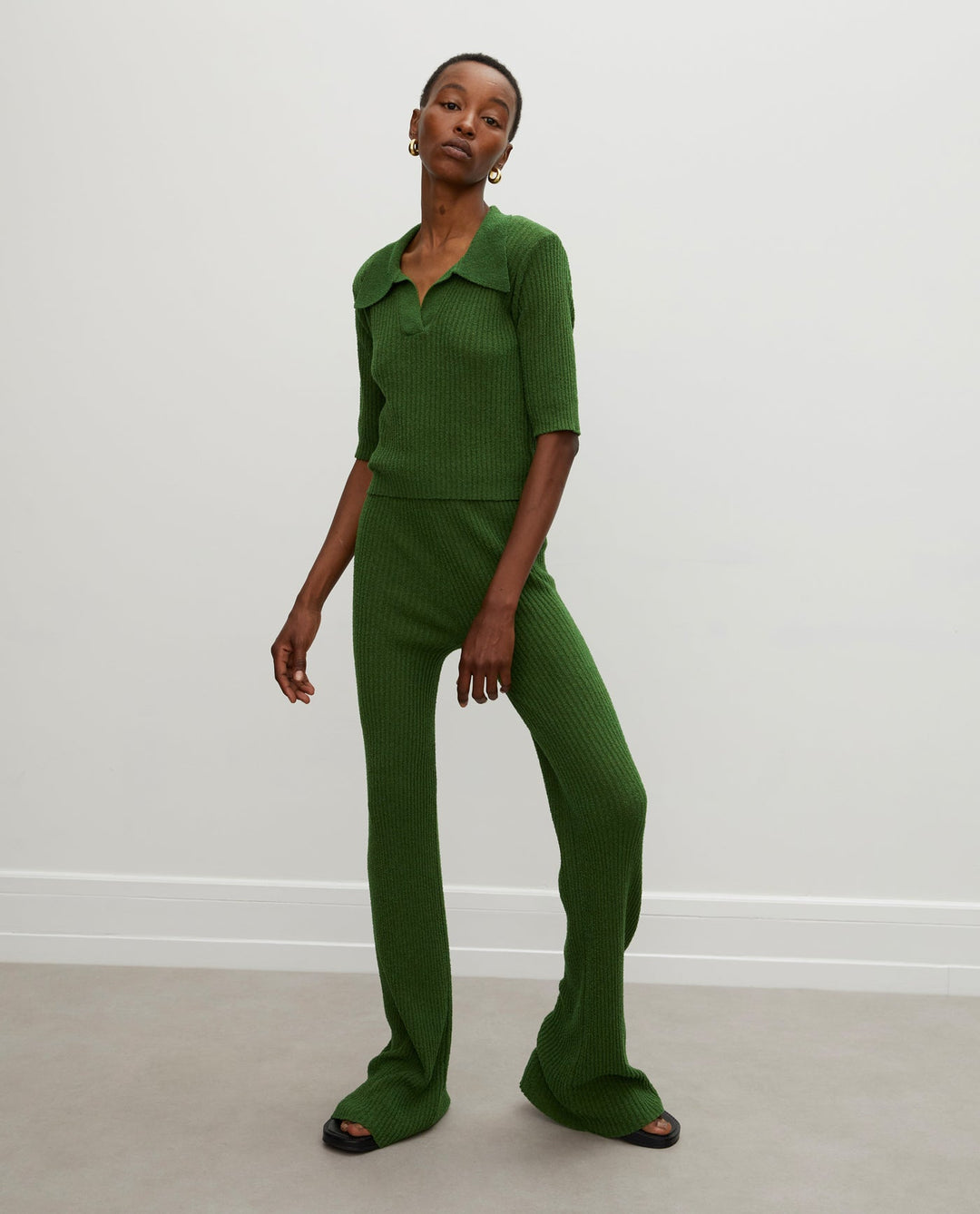 RÓHE – Finn Knit Ribbed Pants | Fern Green