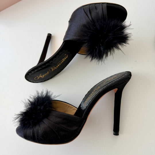 AGENT PROVOCATEUR Elice Mules in black satin