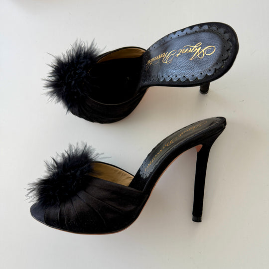 AGENT PROVOCATEUR Elice Mules in black satin