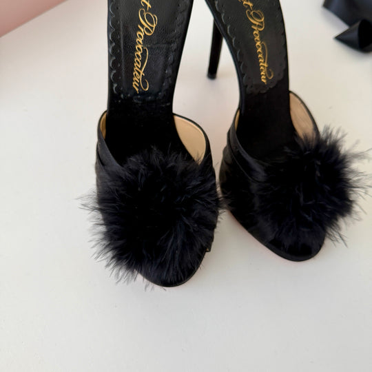 AGENT PROVOCATEUR Elice Mules in black satin