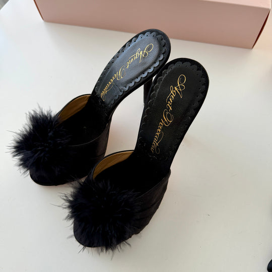 AGENT PROVOCATEUR Elice Mules in black satin