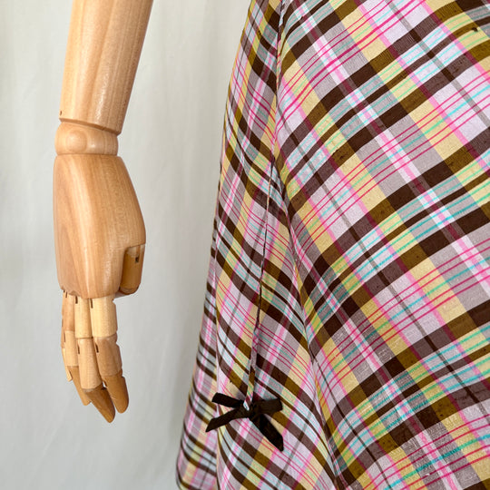enSoie Zürich Silk Plaid Midi Dress with Belt EN SOIE