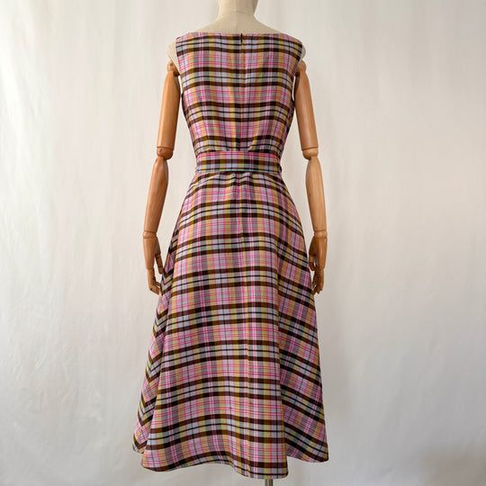 enSoie Zürich Silk Plaid Midi Dress with Belt EN SOIE