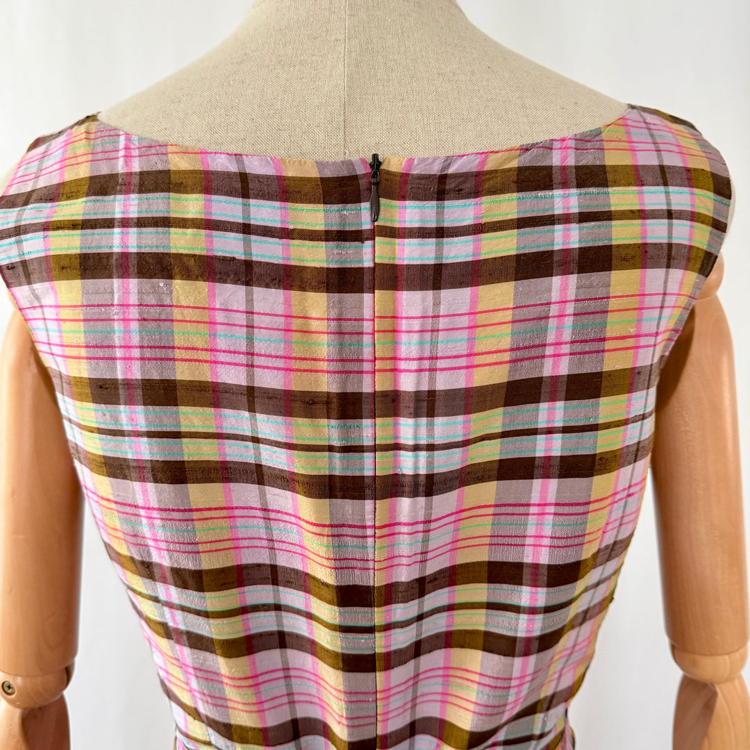 enSoie Zürich Silk Plaid Midi Dress with Belt EN SOIE
