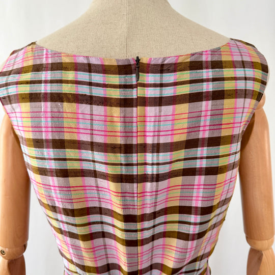 enSoie Zürich Silk Plaid Midi Dress with Belt EN SOIE