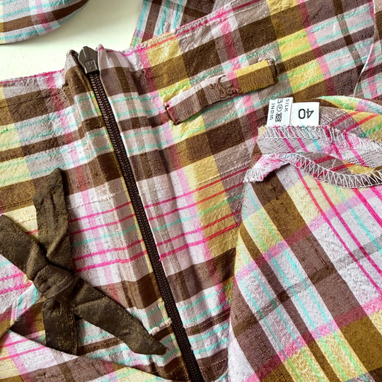 enSoie Zürich Silk Plaid Midi Dress with Belt EN SOIE