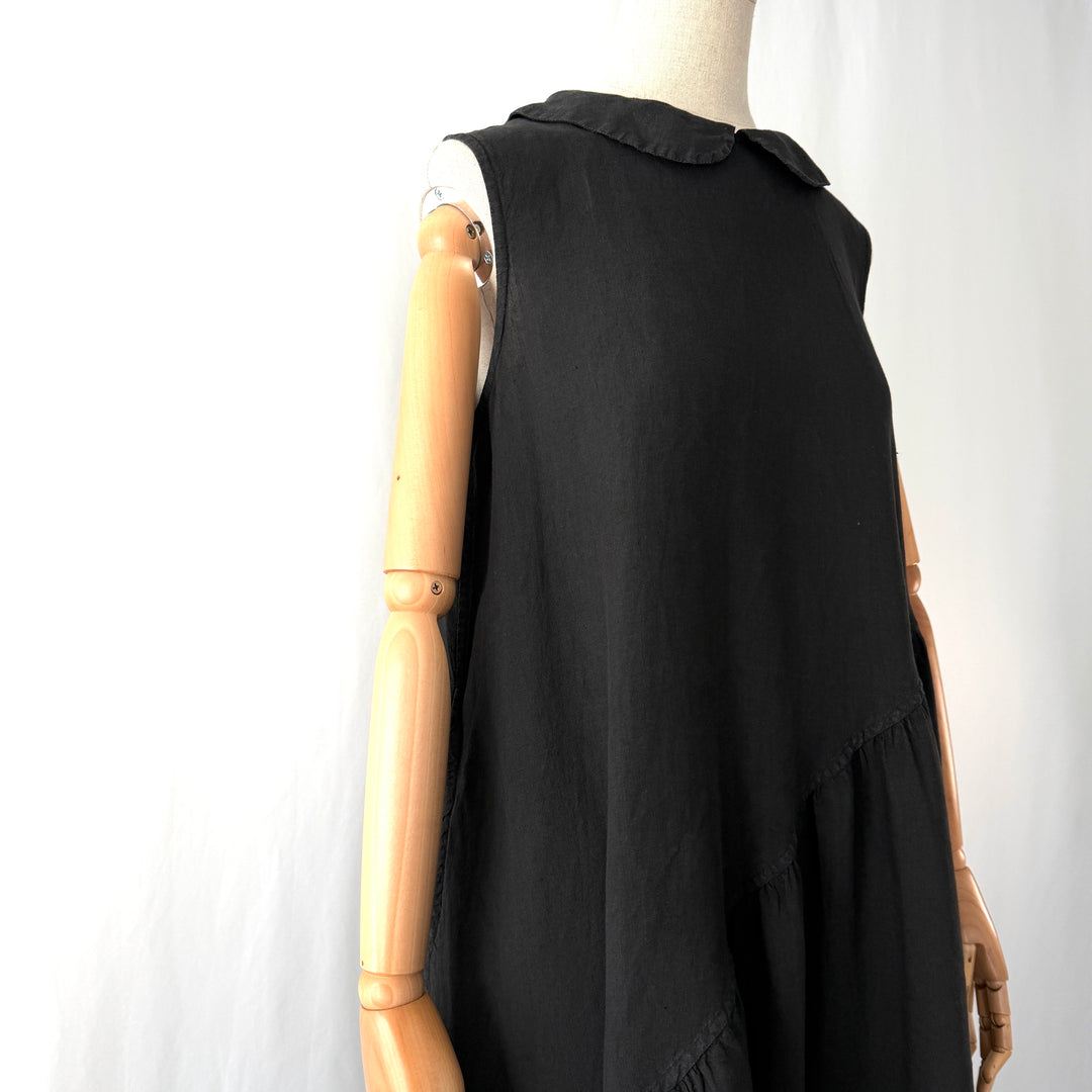 Ricorrrobe Black Linen Asymmetric Maxi Dress – Size S