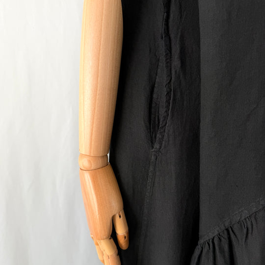 Ricorrrobe Black Linen Asymmetric Maxi Dress – Size S