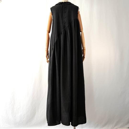 Ricorrrobe Black Linen Asymmetric Maxi Dress – Size S